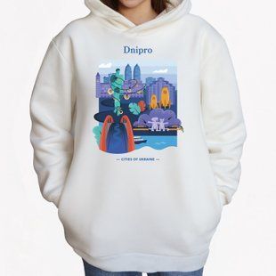 Худи женское&nbsp;c принтом Днепр, молочное, S XFDP00 фото