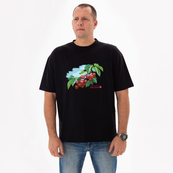 Футболка мужская c принтом Черешня, черная, 2XL FMCH00 фото