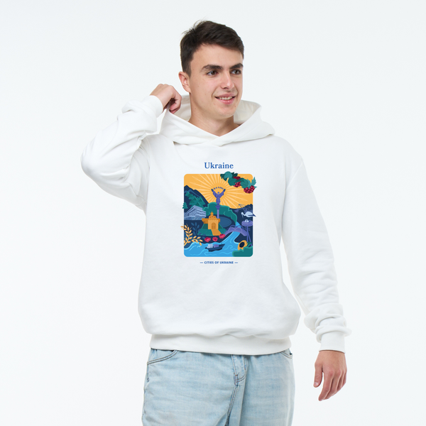 Худи мужское&nbsp;c принтом Украина, молочное, S XMUA00 фото