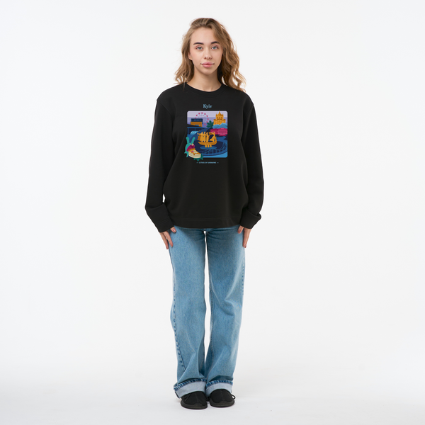 Свитшот лонг женский с принтом Киев, черный, XL LFKV00 фото