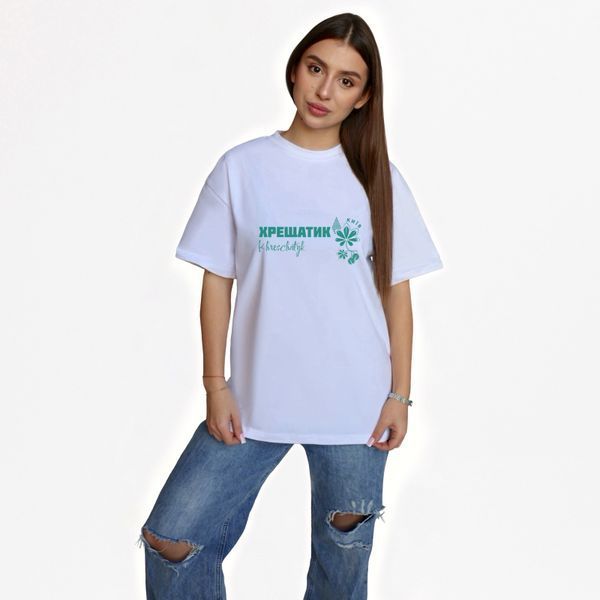 Футболка жіноча з принтом Хрещатик, біла, 2XL FFHE00 фото