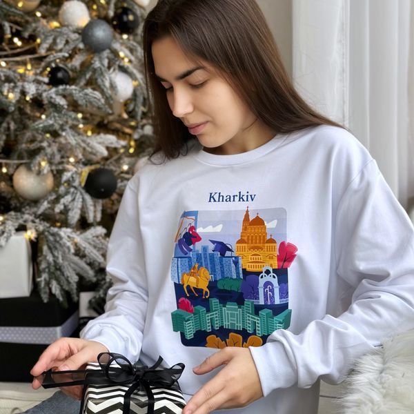 Свитшот женский с принтом Харьков, белый, XL CFHK00 фото