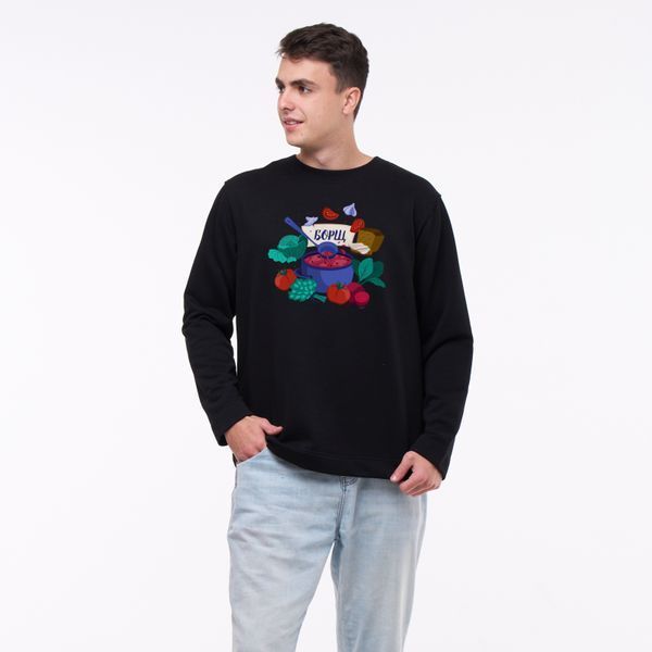Світшот лонг чоловічий з принтом Борщ, чорний, 2XL LMBR00 фото