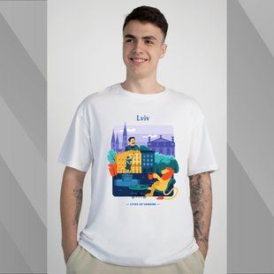 Футболка мужская c принтом Львов, белая, XL FMLV00 фото
