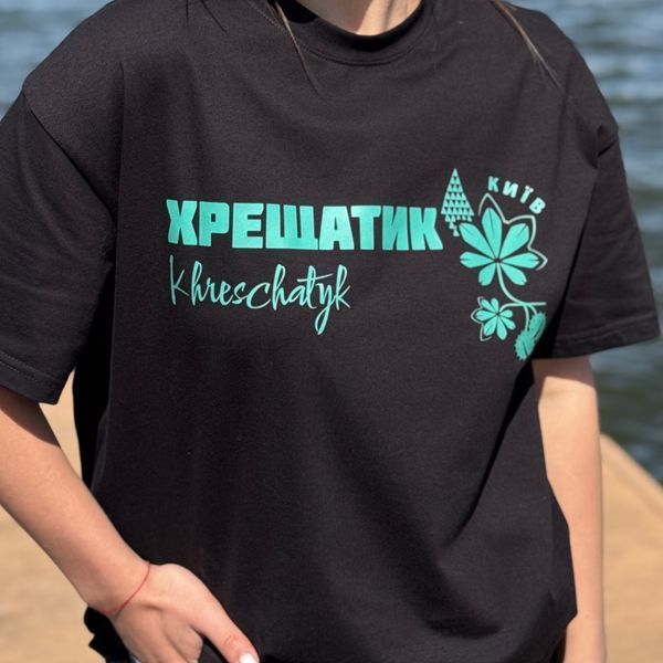 Футболка жіноча з принтом Хрещатик, чорна, S FFHE00 фото