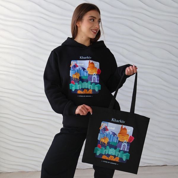 Худи женское&nbsp;c принтом Харьков, черное, 2XL  2029597129 фото