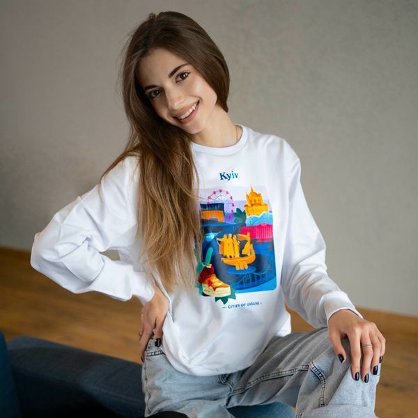 Світшот жіночий з принтом Київ, білий, S CFKV00 фото