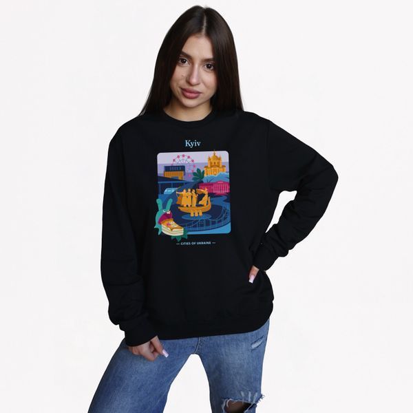 Світшот жіночий з принтом Київ, чорний, 2XL CFKV00 фото