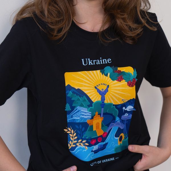 Футболка женская c принтом Украина, черная, L FFUA00 фото
