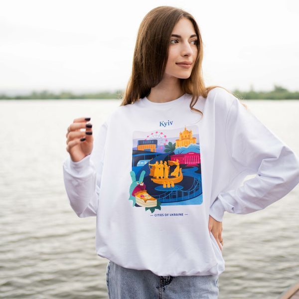 Світшот жіночий з принтом Київ, білий, L CFKV00 фото
