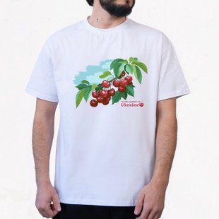 Футболка мужская c принтом Черешня, белая, 2XL FMCH00 фото