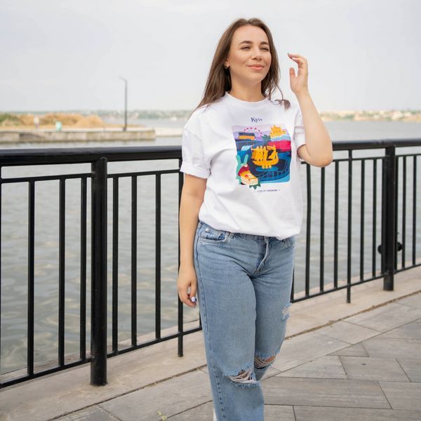 Футболка&nbsp;женская c принтом Киев, белая, S FFKV00 фото