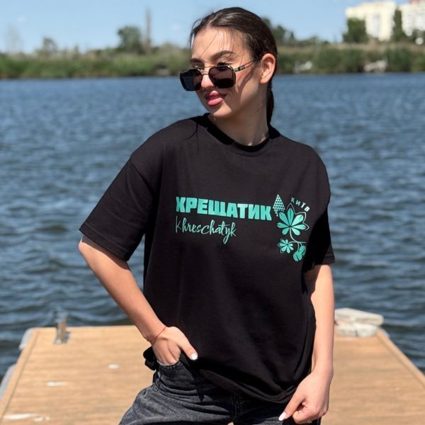 Футболка жіноча з принтом Хрещатик, чорна, XL FFHE00 фото