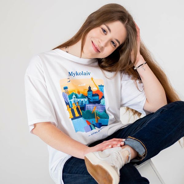 Футболка жіноча з принтом Миколаїв, біла, XS FFMK00 фото