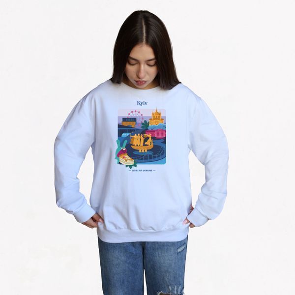 Світшот жіночий з принтом Київ, білий, 2XL CFKV00 фото