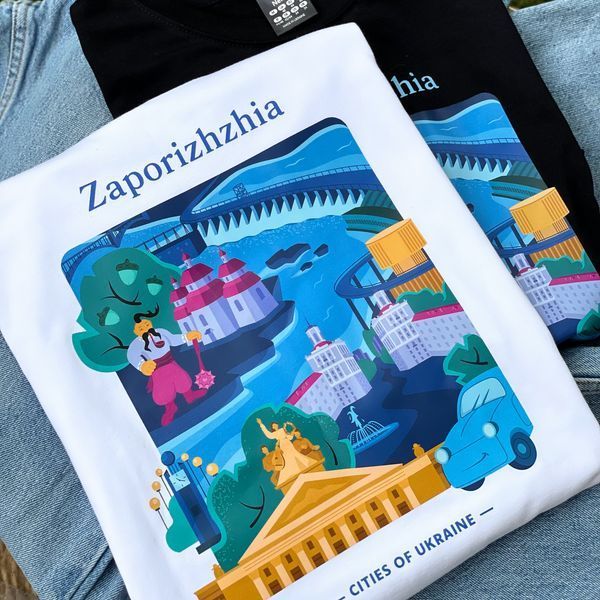 Футболка чоловіча з принтом Запоріжжя, чорна, XS FMZP00 фото