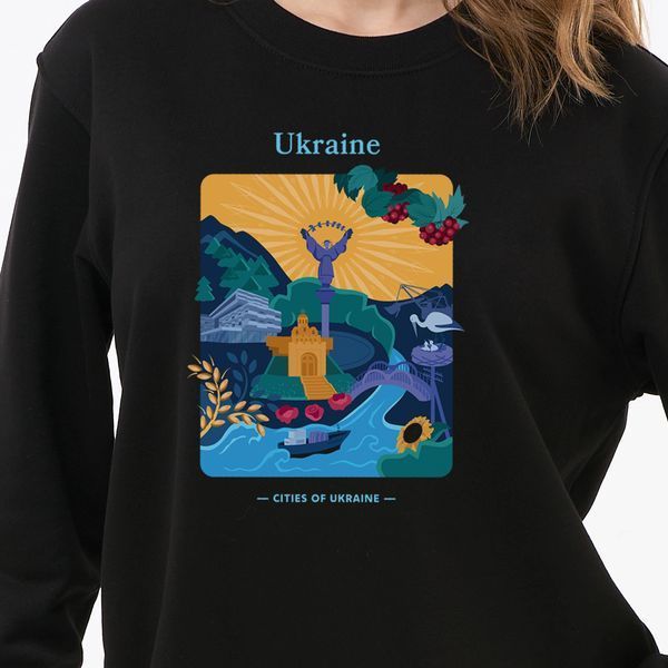 Свитшот лонг женский с принтом Украина, черный, S LFUA00 фото