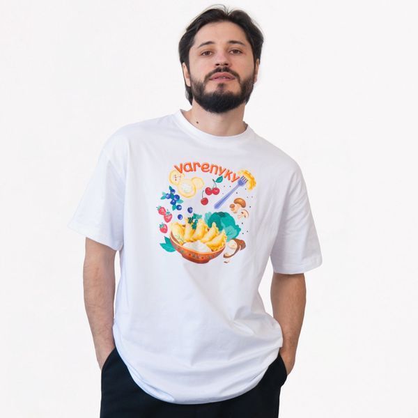 Футболка мужская c принтом Вареники, белая, 2XL FMVR00 фото