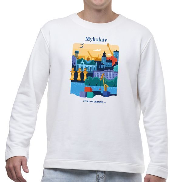 Світшот лонг чоловічий з принтом Миколаїв, молочний, 2XL CMMK00 фото