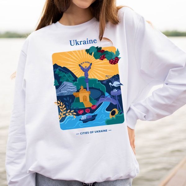 Світшот жіночий з принтом Україна, білий, S CFUA00 фото