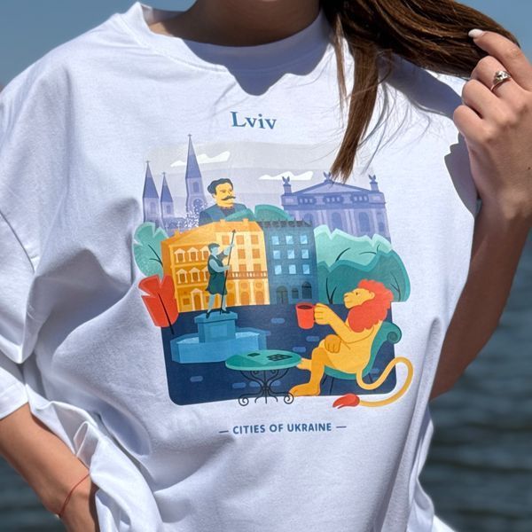 Футболка жіноча з принтом Львів, біла, XS FFLV00 фото