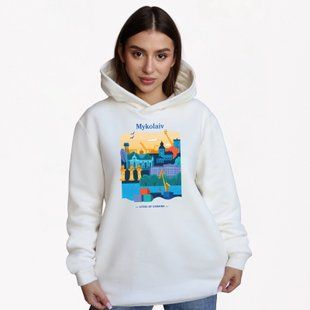Худи женское&nbsp;c принтом Николаев, молочное, 2XL XFMK00 фото