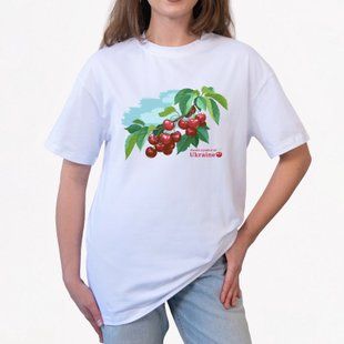 Футболка женская с принтом Черешня, белая, M FFCH00 фото