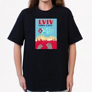 Футболка жіноча з принтом Львів - Lion City, чорна, 2XL FFLS00 фото