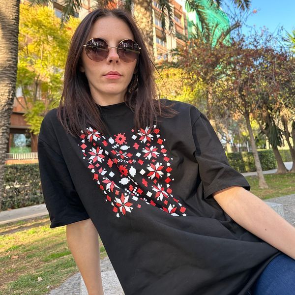 Футболка жіноча з принтом Вишиванка, чорна, XL FFVY00 фото