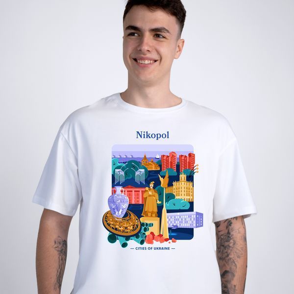 Футболка мужская c принтом Никополь, белая, 2XL FMNK00 фото