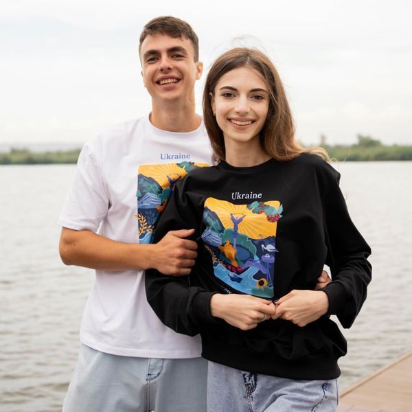 Світшот жіночий з принтом Україна, чорний, S CFUA00 фото