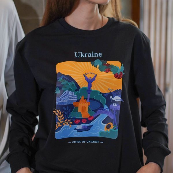 Світшот жіночий з принтом Україна, чорний, XL CFUA00 фото