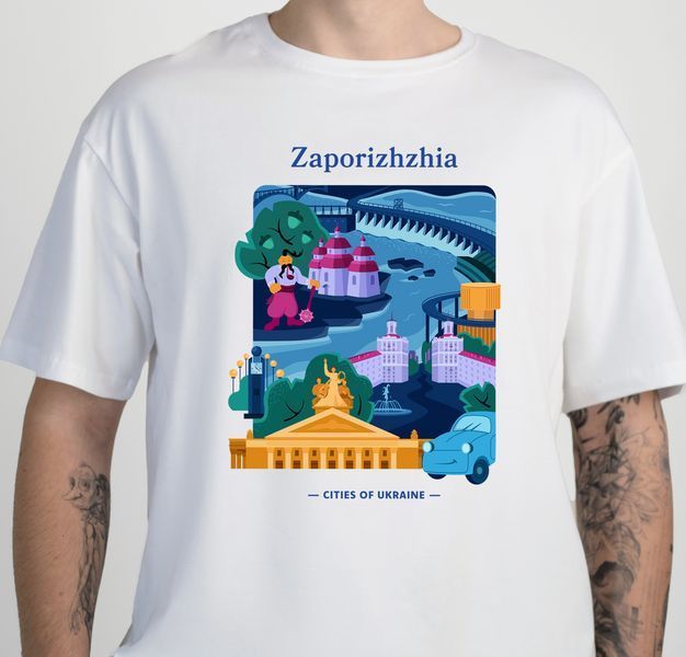 Футболка мужская c принтом Запорожье, белая, 2XL FMZP00 фото