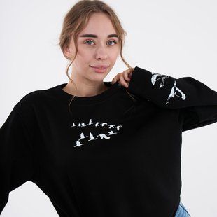 Свитшот лонг женский с принтом Аисты, черный, XL CFLM00 фото