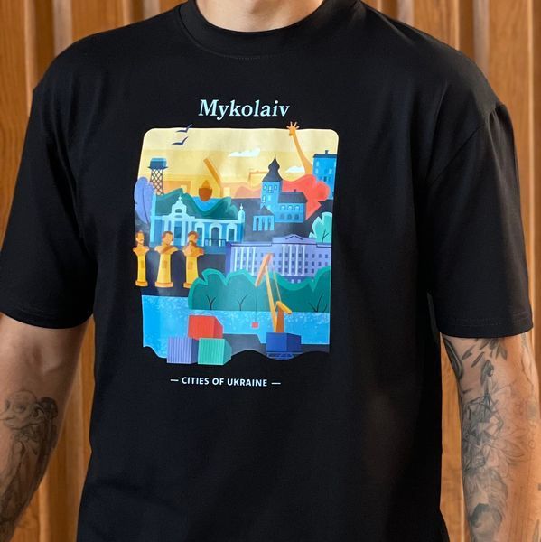 Футболка чоловіча з принтом Миколаїв, чорна, 2XL FMMK00 фото