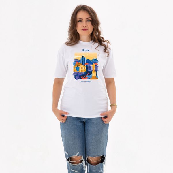 Футболка  жіноча з принтом Одеса, біла, 2XL FFOD00 фото