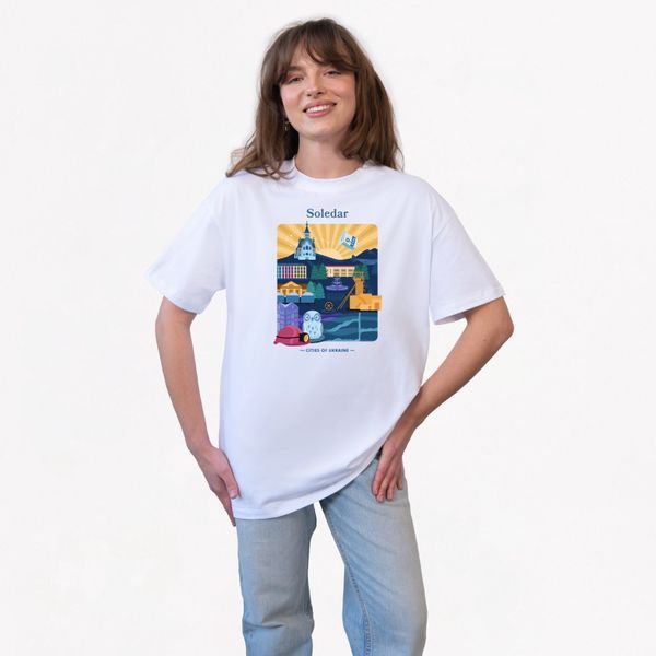 Футболка&nbsp;женская c принтом Соледар, белая, 2XL FFCD00 фото