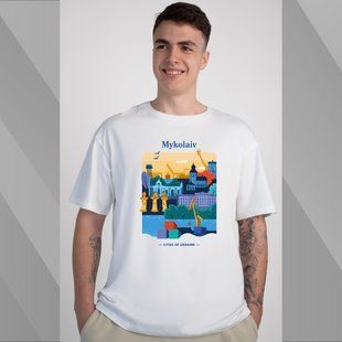 Футболка  мужская c принтом Николаев, белая, 2XL FMMK00 фото