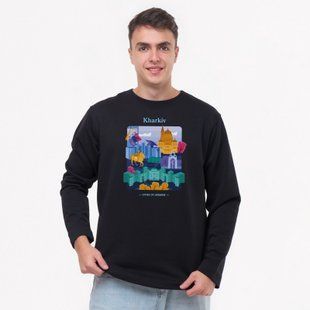 Свитшот лонг мужской с принтом Харьков, черный, 2XL CMHK00 фото