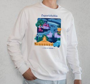 Свитшот мужской с принтом Запорожье, белый, 2XL CMZP00 фото