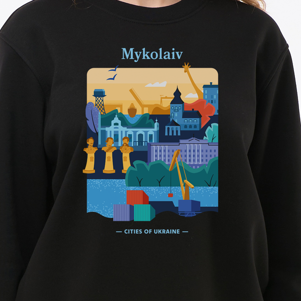 Світшот лонг жіночий  з принтом Миколаїв, чорний,  XL CFMK00 фото