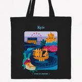 Экосумка, шопер c принтом Киев, черный, 38х40 см SHKV00 фото