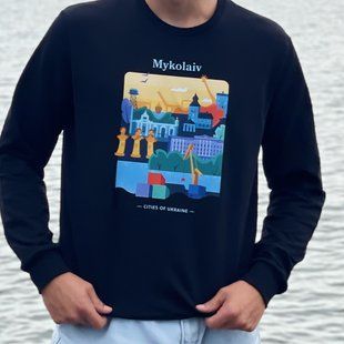 Свитшот мужской с принтом Николаев, черный, 2XL CMMK00 фото
