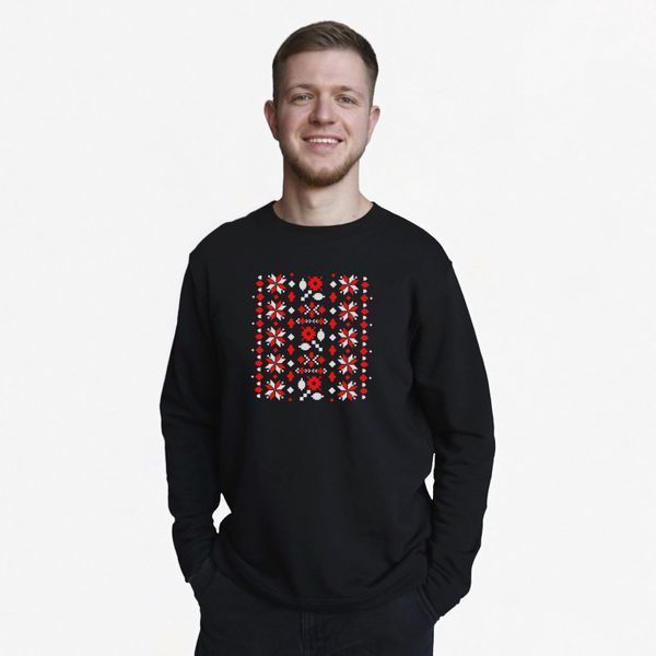 Свитшот лонг мужской с принтом Вышиванка, черный, 2XL LMVY00 фото