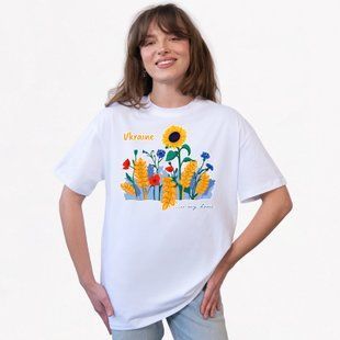 Футболка женская с принтом Полевые цветы, белая, 2XL FFPK00 фото