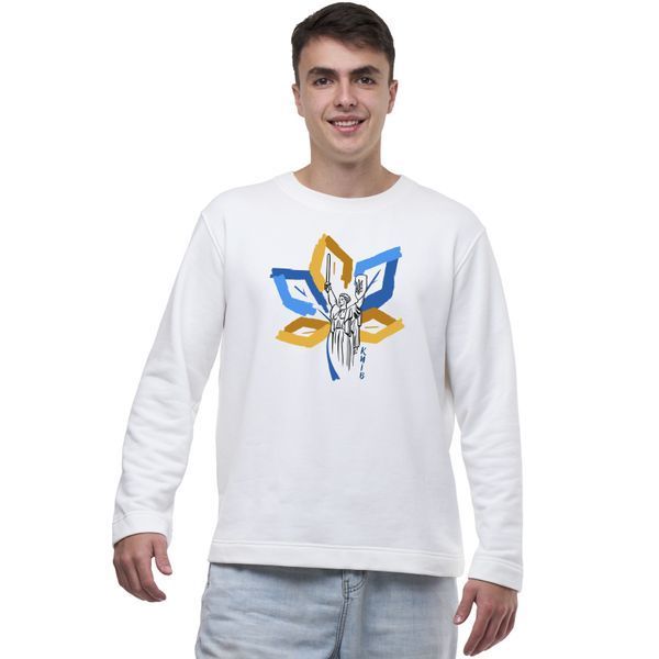 Свитшот лонг мужской с принтом Родина-Мать, молочный, 2XL 2049528669 фото