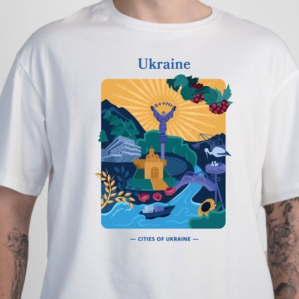 Футболка&nbsp;мужская c принтом Украина, белая, S FMUA00 фото