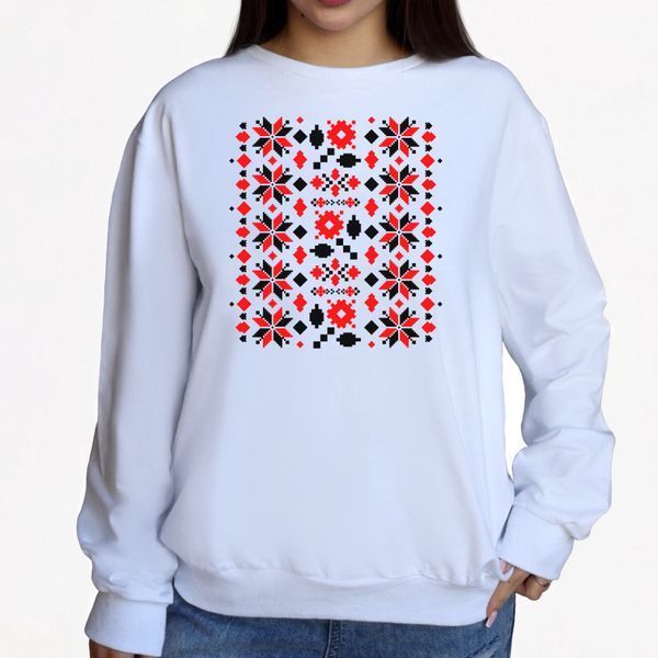 Світшот жіночий з принтом Вишиванка, білий, 2XL CFVY00 фото