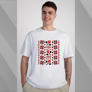 Футболка&nbsp;мужская c принтом Вышиванка, белая, L FMVY00 фото