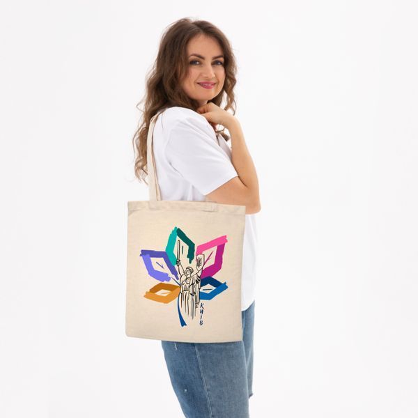 Екосумка торба шопер Батьківщина-Мати (кольоровий принт), бежевий, 38х40 см SHKK00 фото